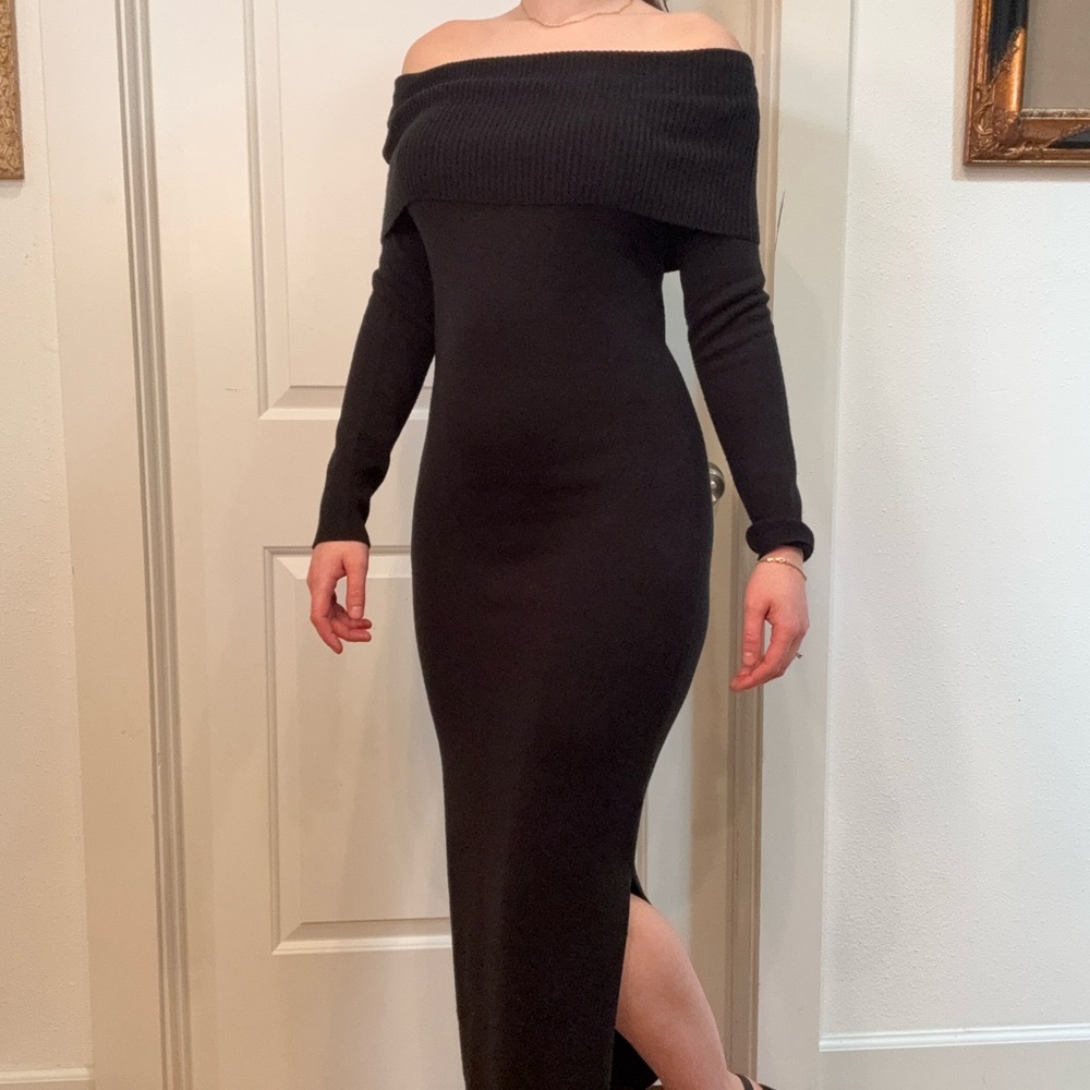 French Connection Off-Shoulder Black Dress